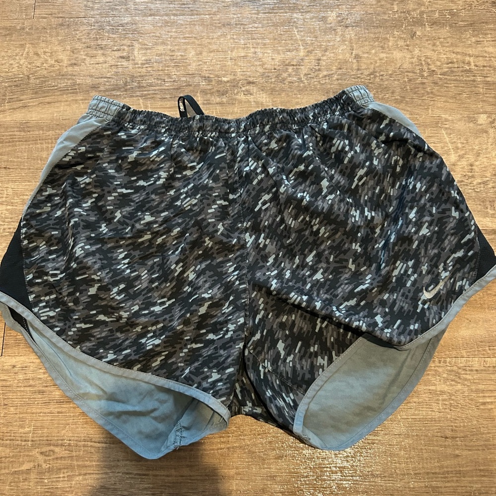 Black and Gray Patterned Running Shorts